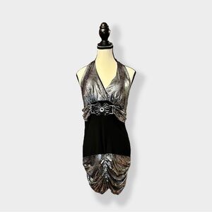 Women’s Vintage y2k Halter Liquid Shine Club Bodycon Dress 10 Medium